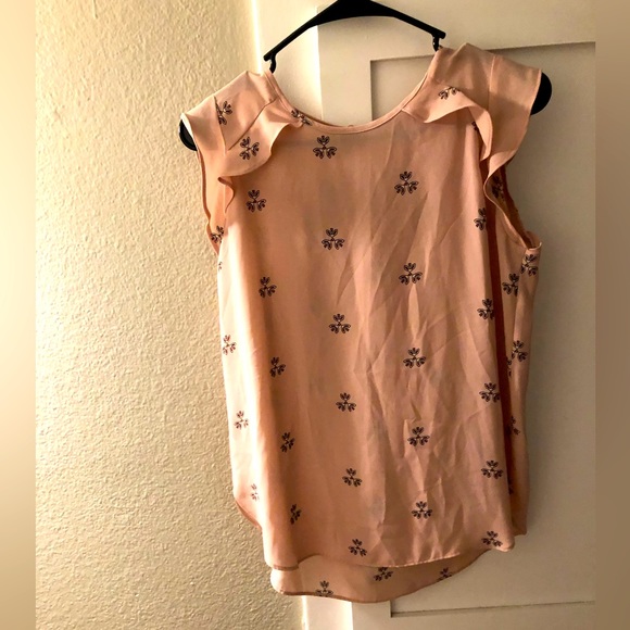 Loft pink floral print professional blouse, size xs - Picture 2 of 6